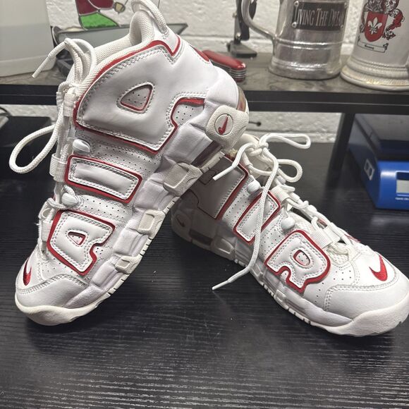 Nike Air Max More * Uptempo GS * Size 6.5Y *White Varsity Red* Athletic Sneakers main image 4